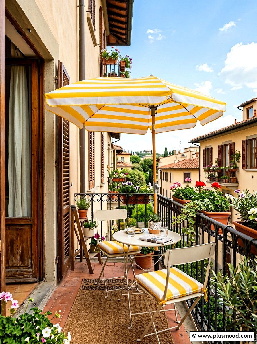 Small Balcony Umbrella Shade - 25 summer cozy apartment patio ideas