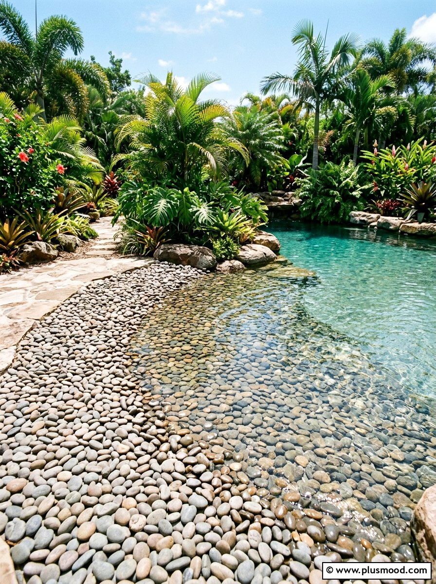 Small Beach Entry - 25 pool landscaping ideas for natural pools