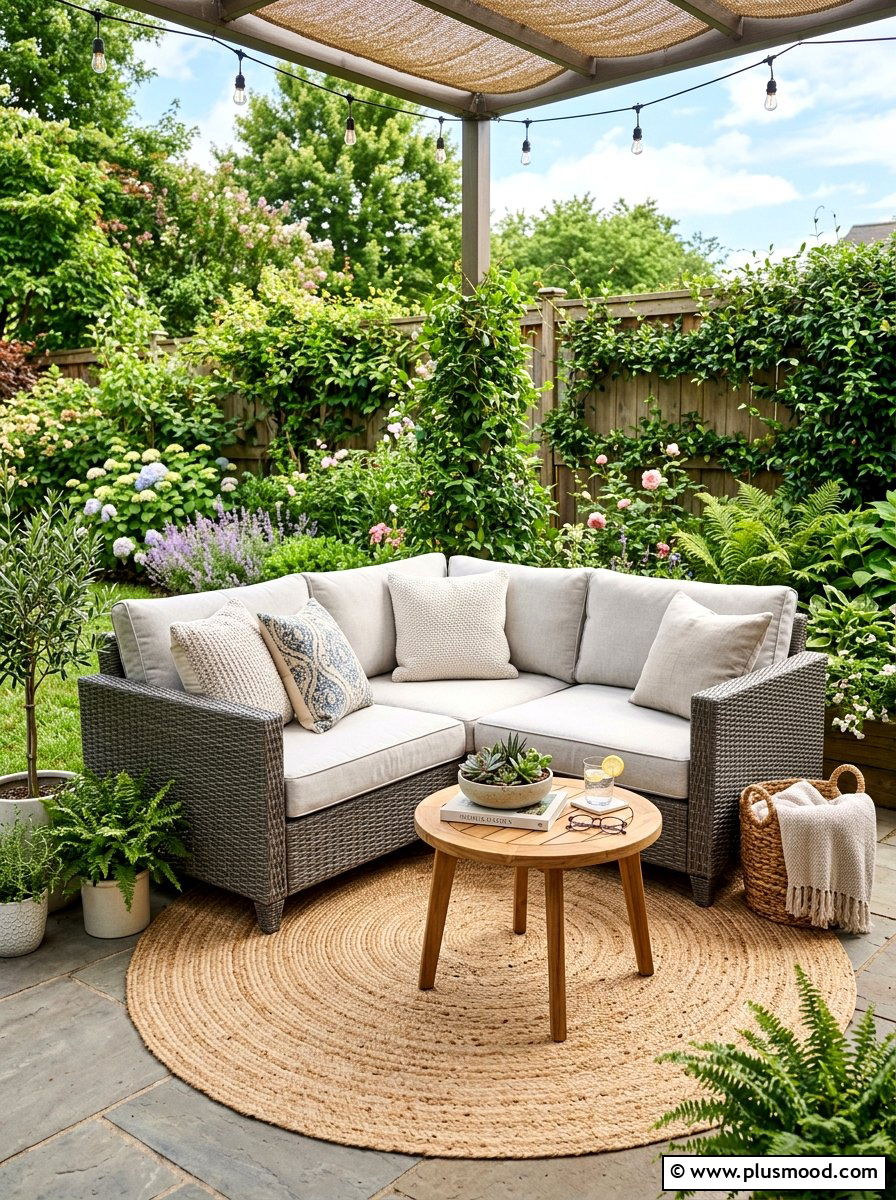 Small Corner Sectional - 25 summer patio ideas for small backyards