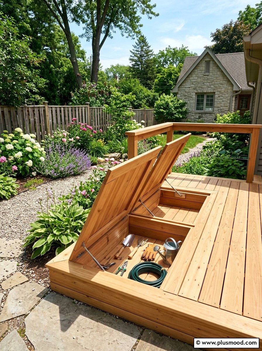 Small Deck With Hidden Storage - 25 small backyard ideas with raised deck