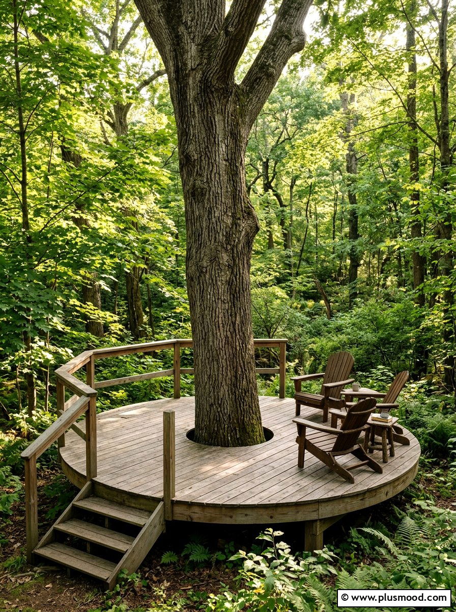 Small Deck With Tree Cutout - 25 small backyard ideas with raised deck