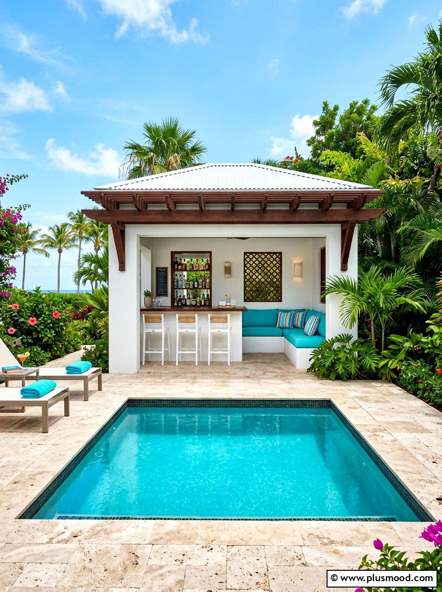 Small Plunge Pool House Cabana - 25 summer pool house decor ideas