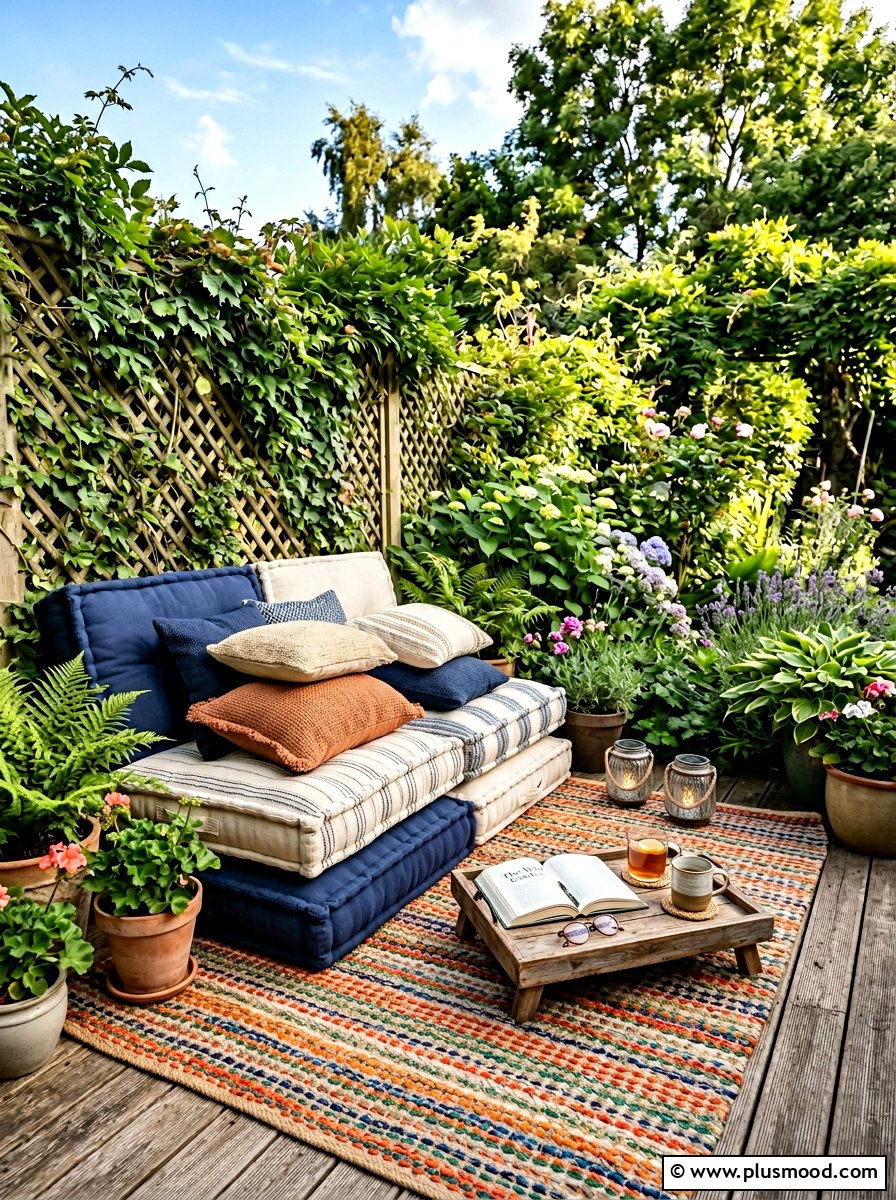 Small Space Floor Cushion Reading Nook - 25 summer balcony reading corner ideas
