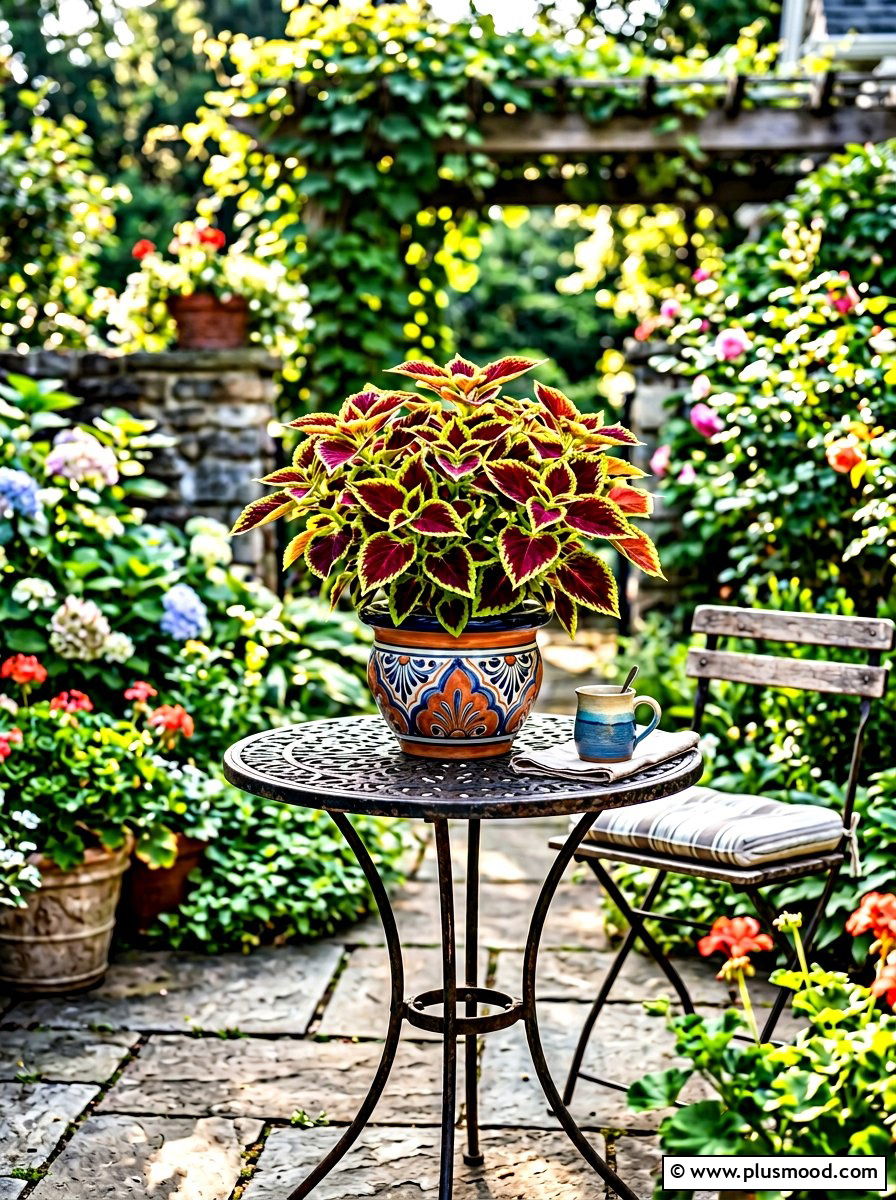 Small Tabletop Coleus Planter - 25 summer planters with coleus ideas