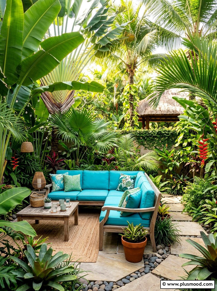 Small Tropical Backyard Seating - 25 small backyard ideas with outdoor sofa