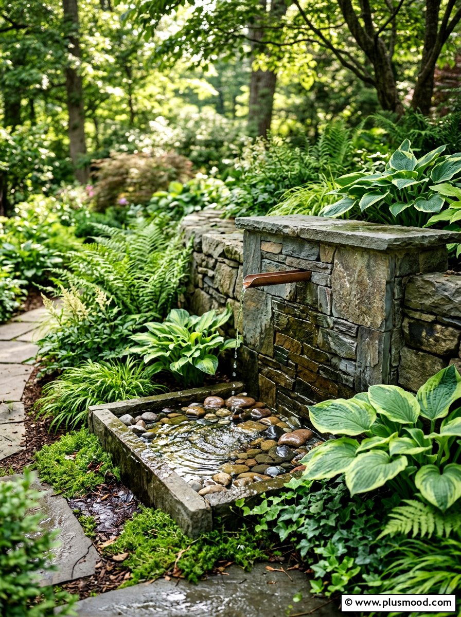 Small Water Feature - 25 small backyard ideas with garden