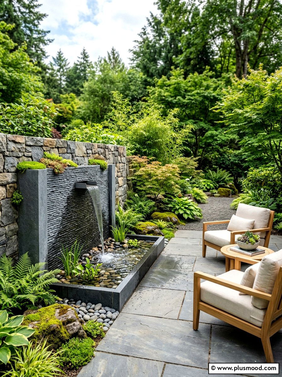 Small Water Feature - 25 small backyard ideas with patio