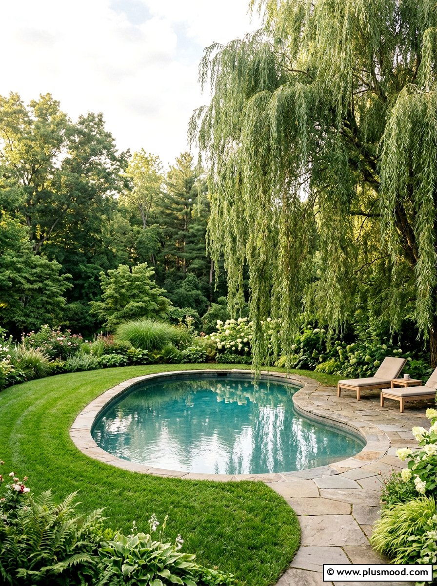 Small Weeping Willow Pool Area - 25 pool landscaping ideas with shade trees