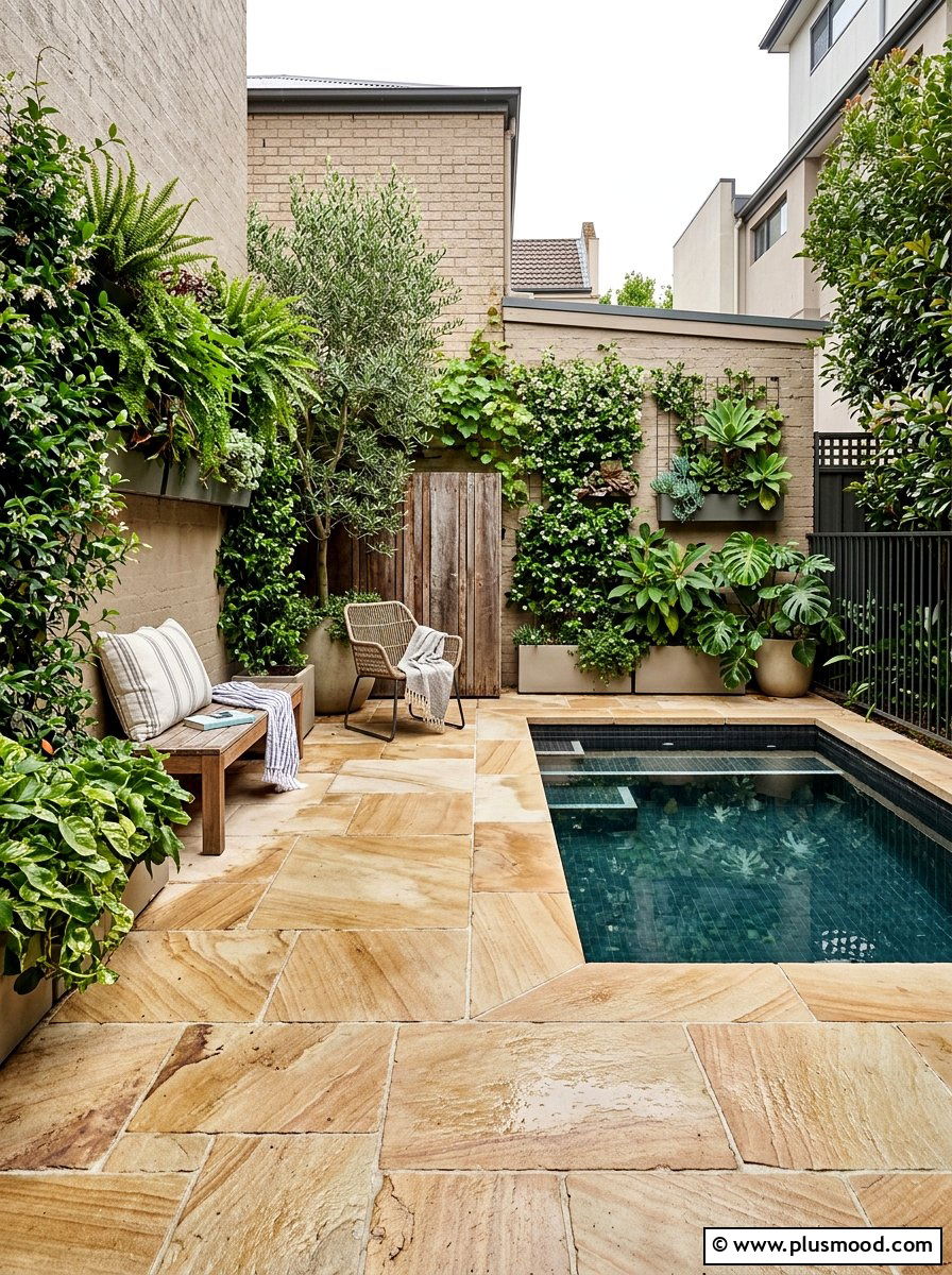 Small backyard pool sandstone paving - 25 pool landscaping ideas with sandstone