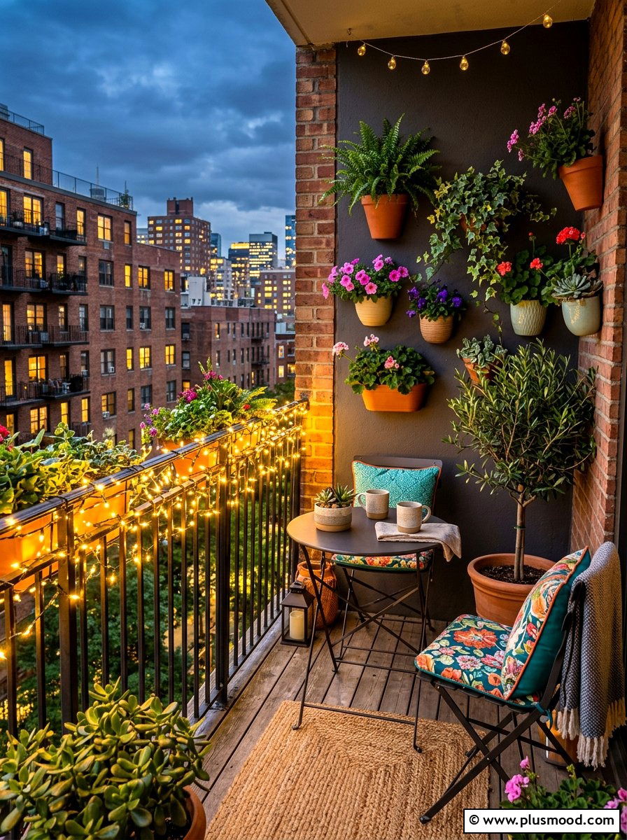 Small balcony lights - 25 summer patio ideas with string lights