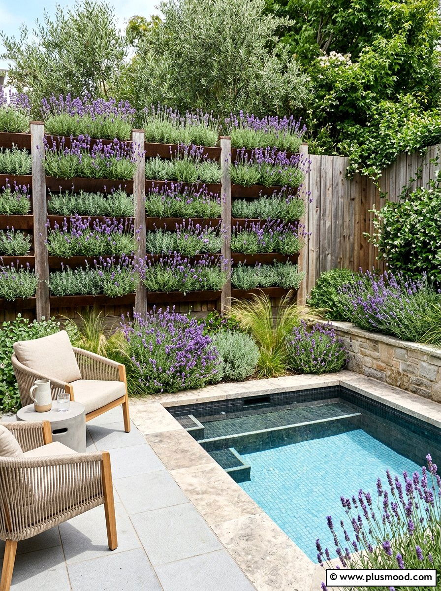 Small pool area lavender design - 25 pool landscaping ideas with lavender