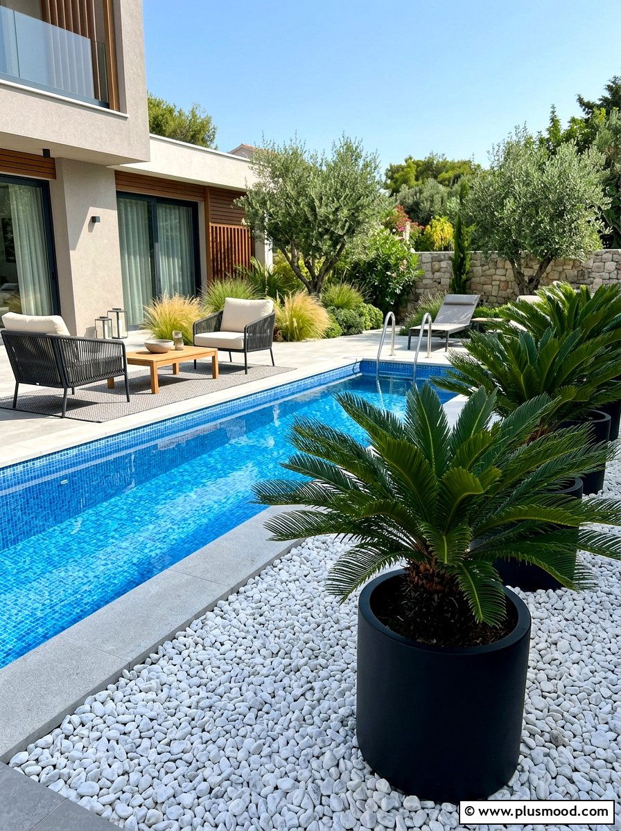 Small pool area with sago palms - 25 summer pool landscaping ideas with palms