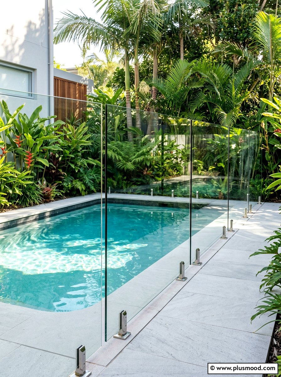 Small pool glass fence - 25 pool landscaping ideas for small backyards