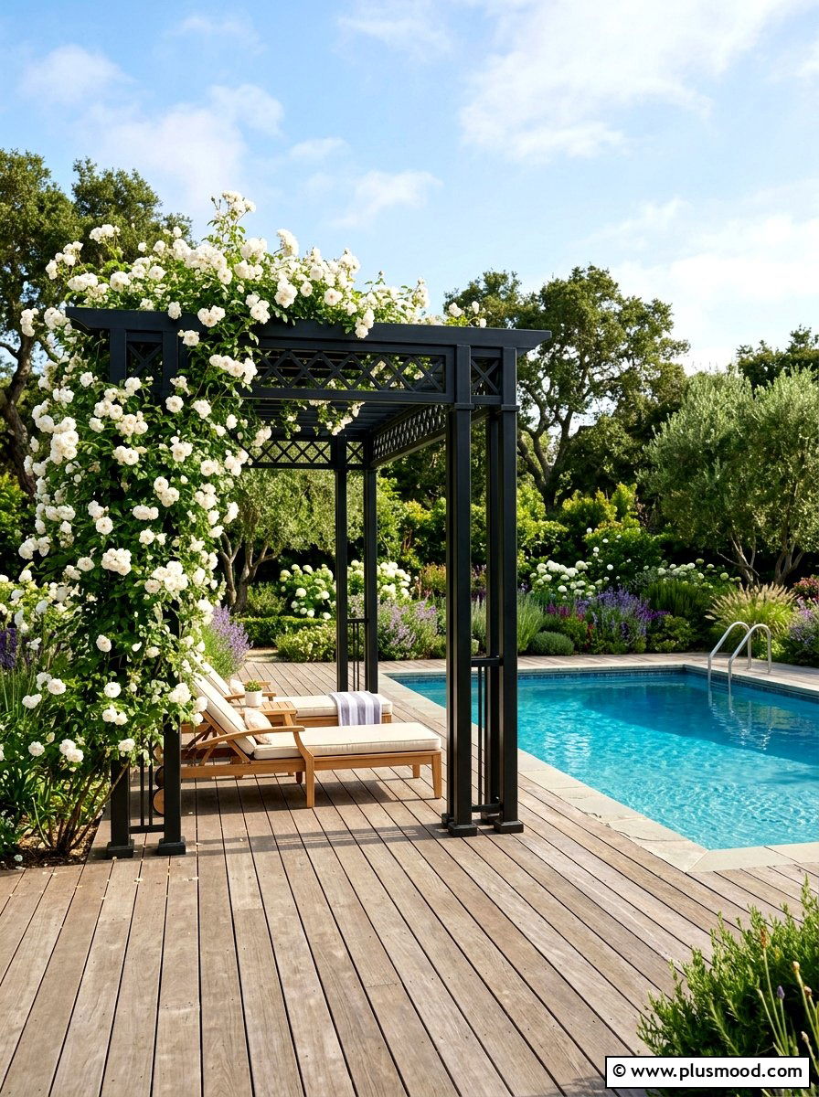 Small pool pergola canopy - 25 pool landscaping ideas for small spaces