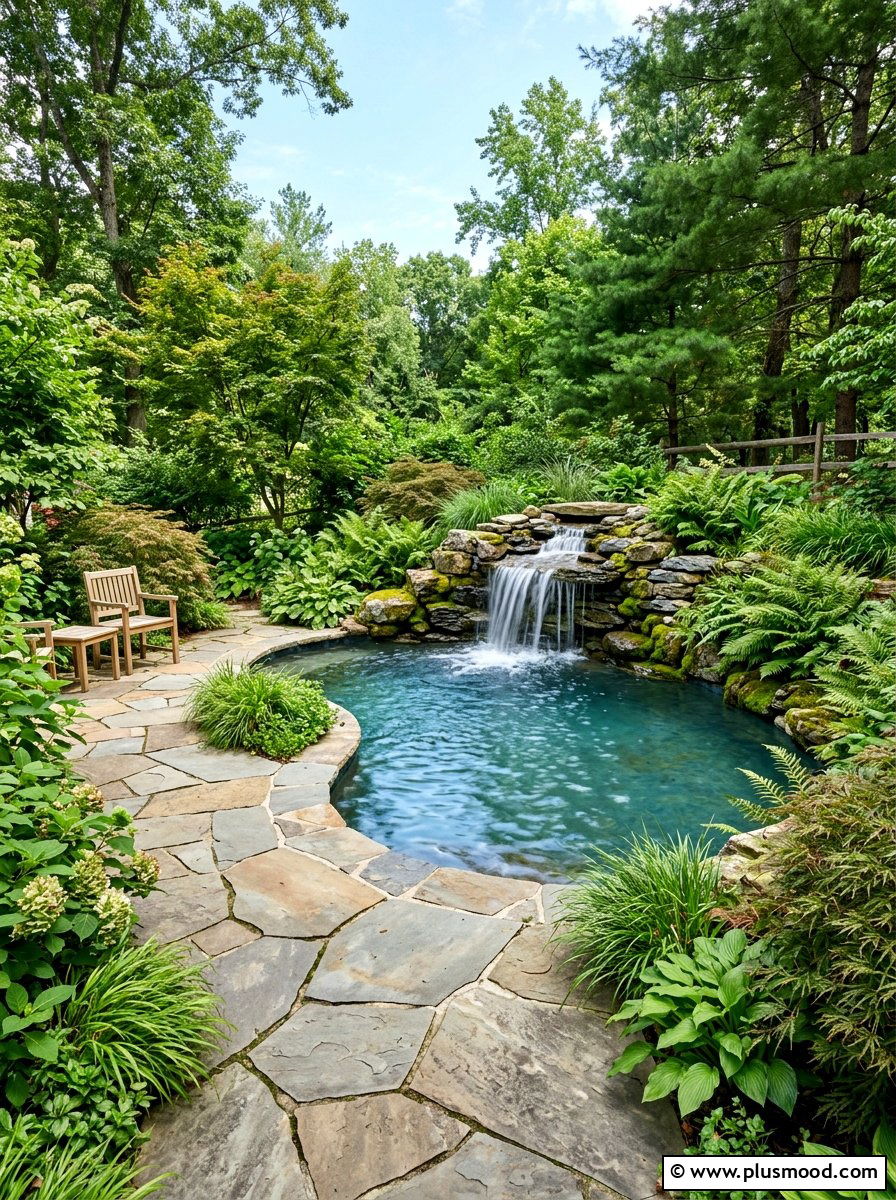 Small pool stone waterfall - 25 pool landscaping ideas for small lots