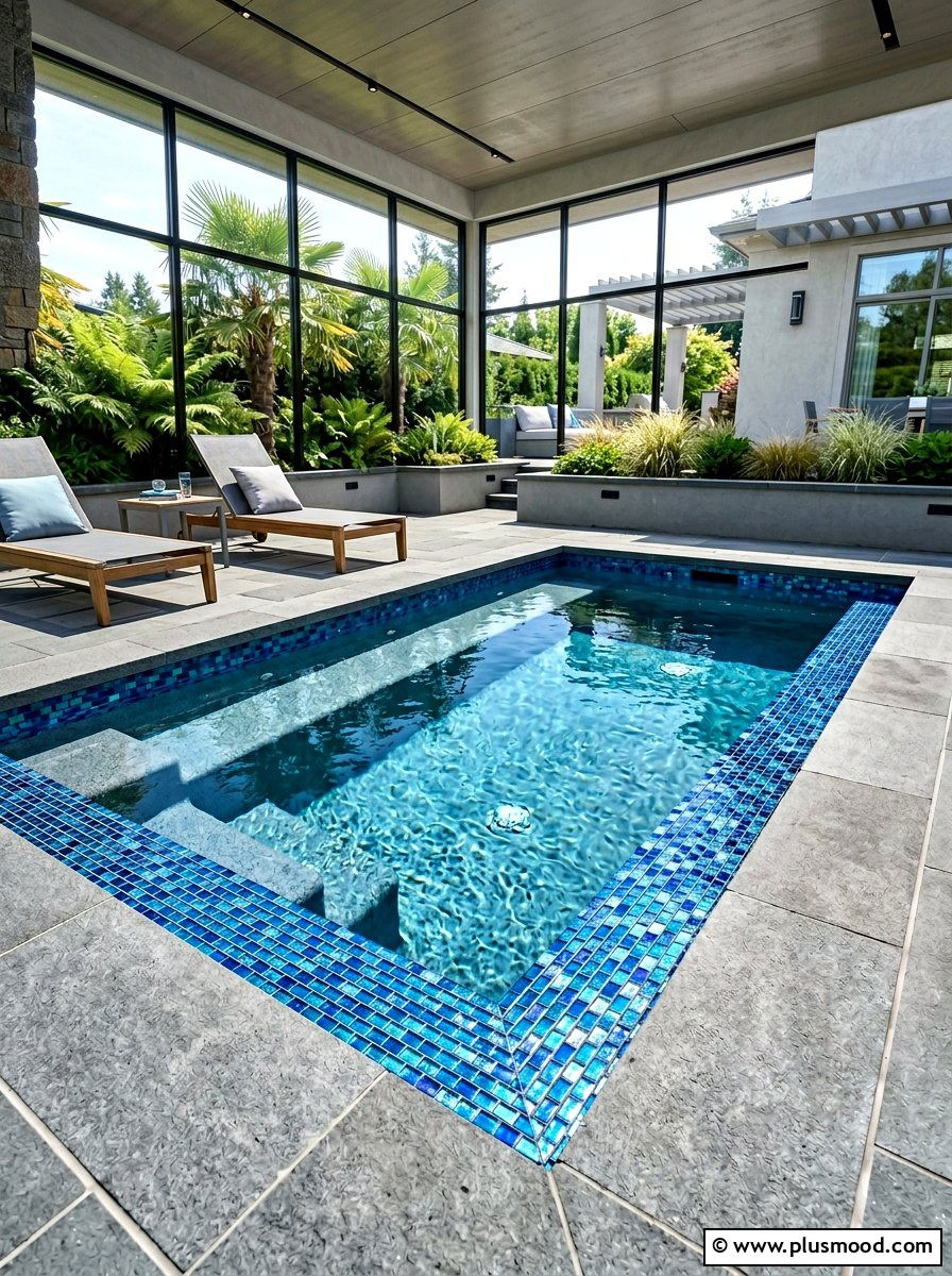 Small pool tile accent - 25 pool landscaping ideas for small lots