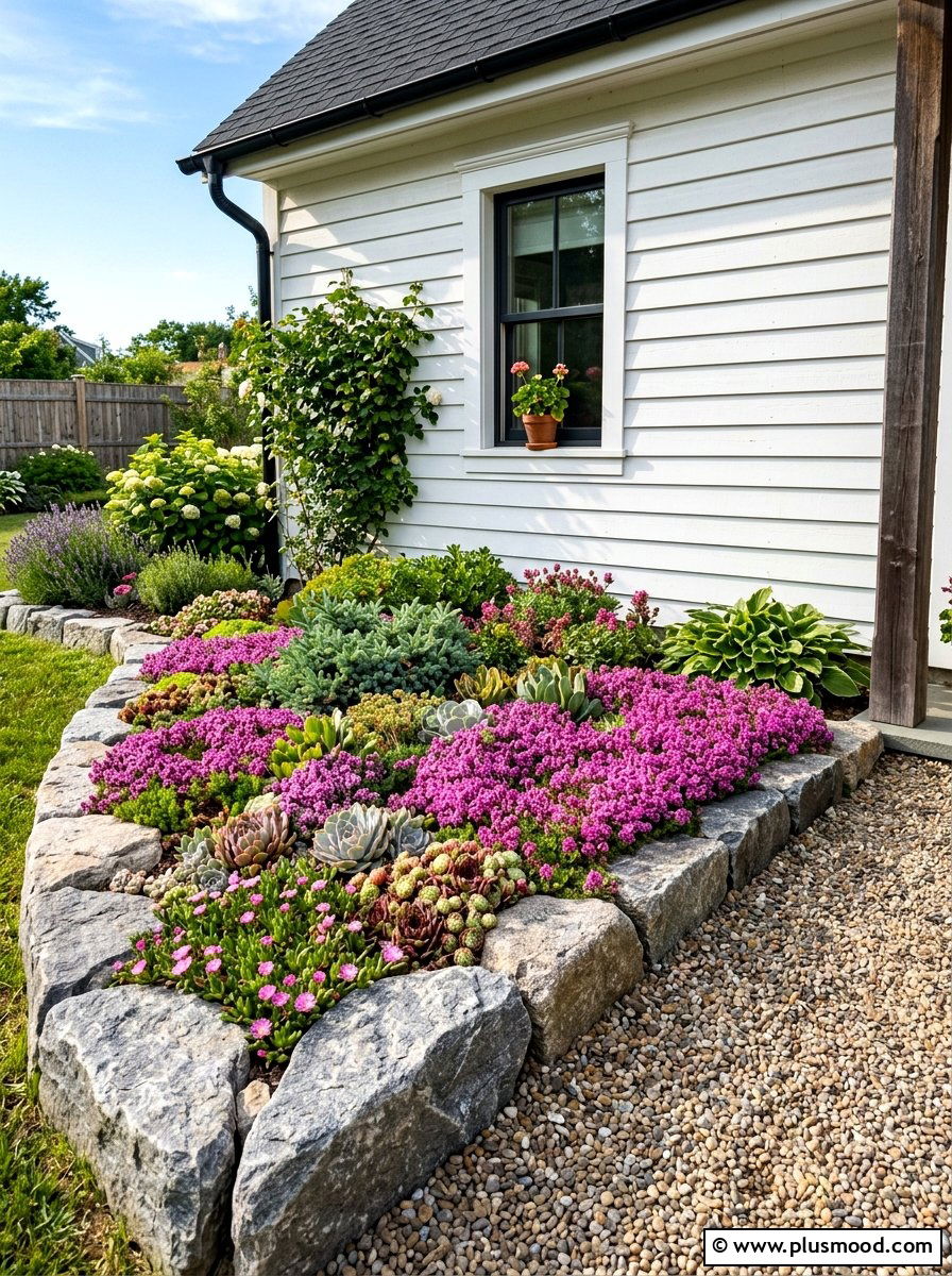 Small stone flower bed - 25 summer corner flower bed ideas
