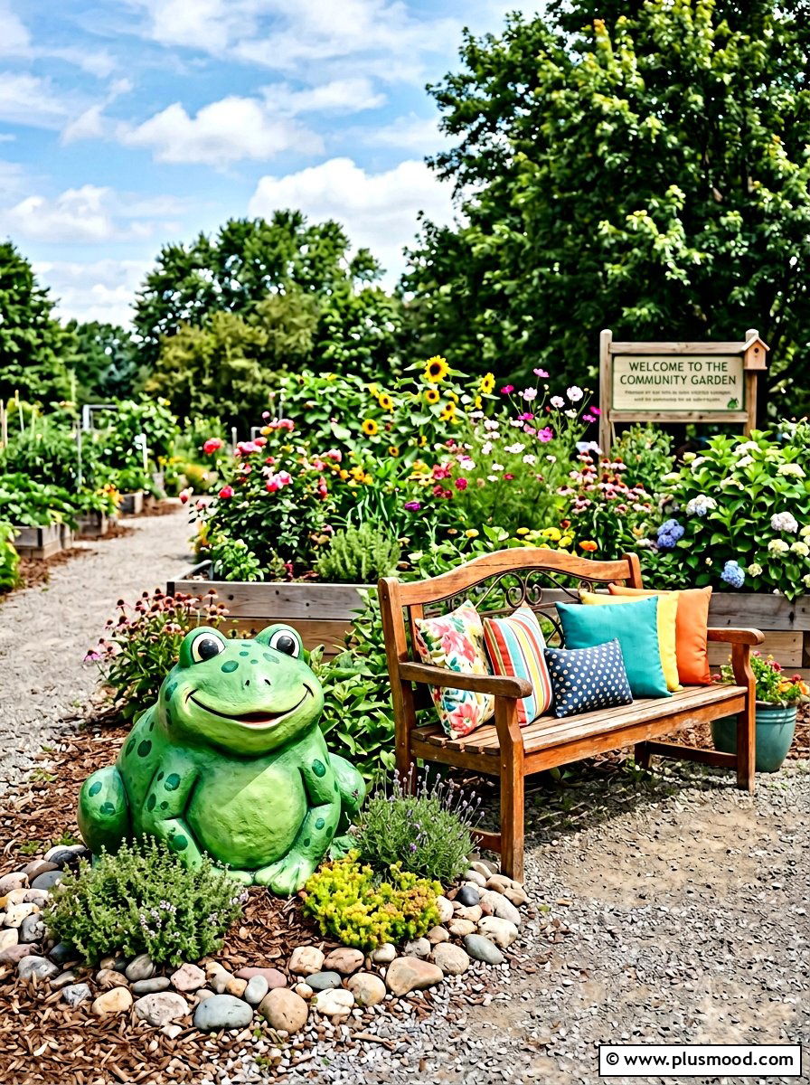 Smiling green frog rock - 25 painted rock ideas with frog art