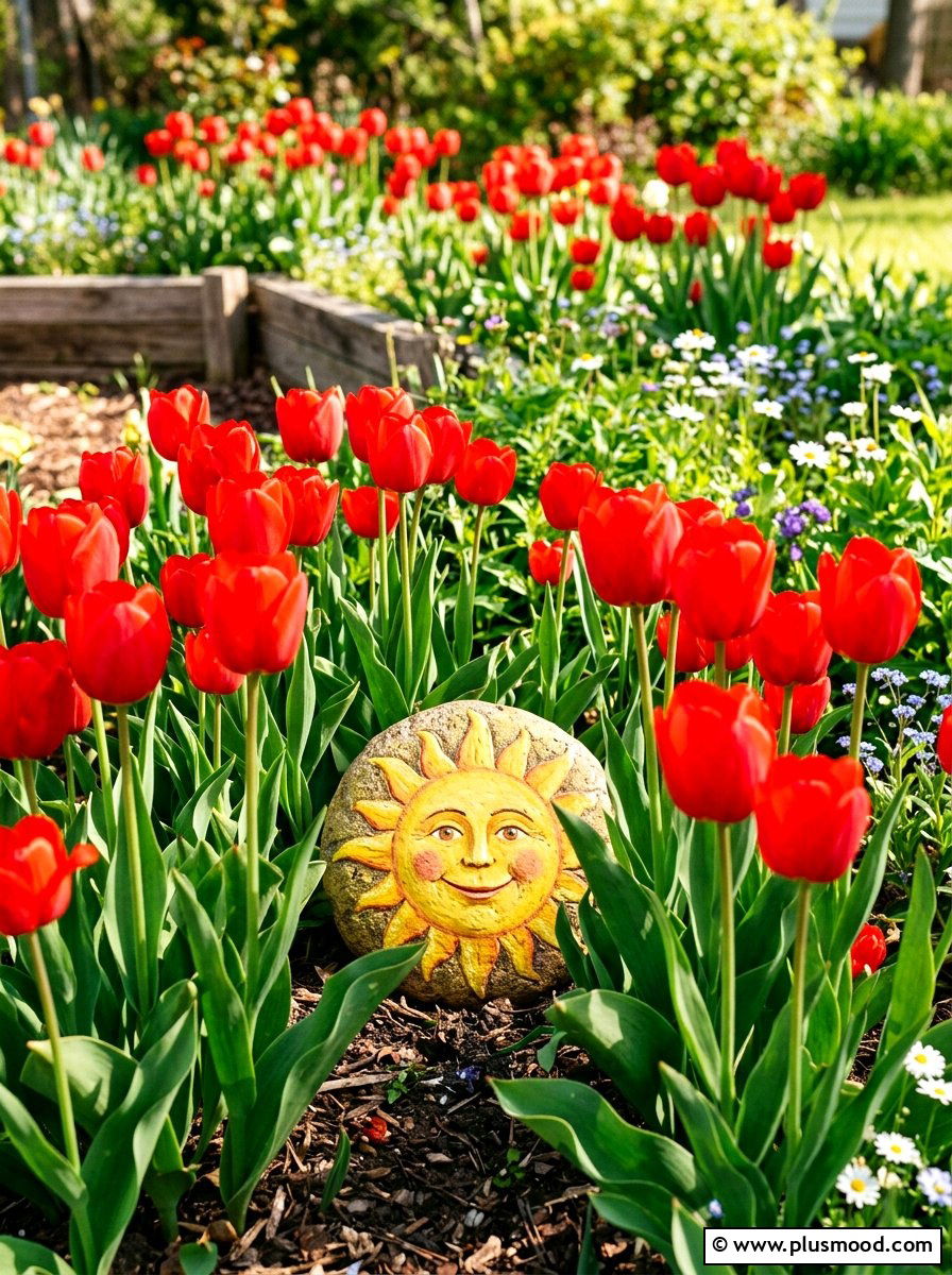 Smiling sun face - 25 painted rock ideas with sun design