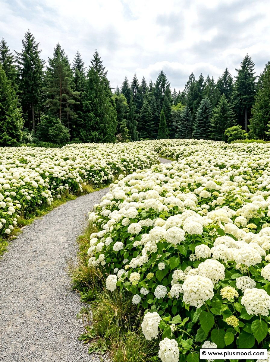 Smooth Hydrangea Mass Planting - 25 summer hydrangea garden ideas
