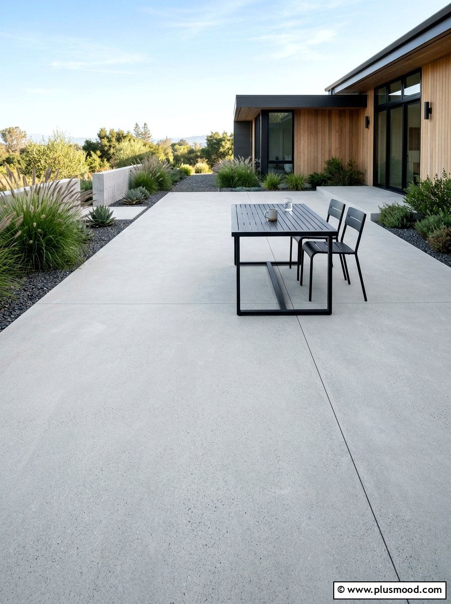 Smooth cement patio - 25 small backyard ideas for minimalist style