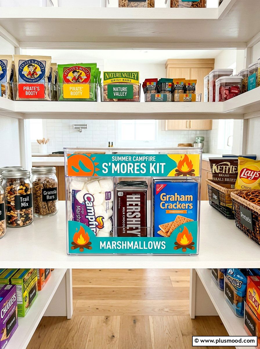 Smores Kit Container - 25 summer pantry organization ideas