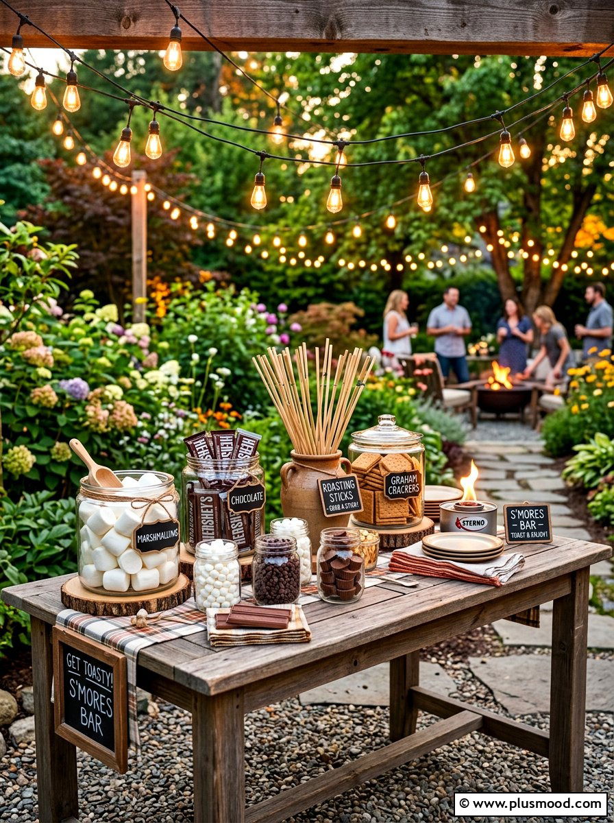 Smores bar station - 25 summer bonfire party ideas