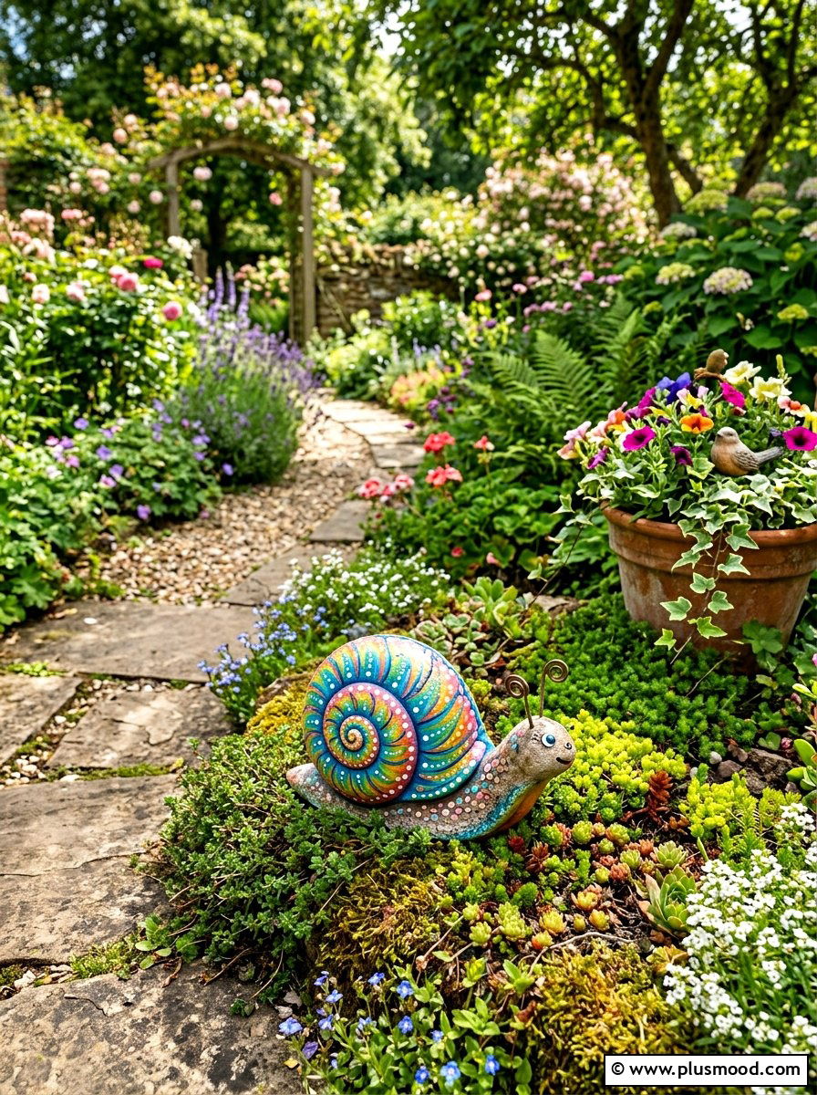 Snail painted stone - 25 painted rock ideas with woodland creatures