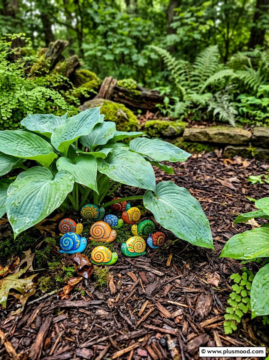 Snail rock art - 25 painted rock ideas for spring garden