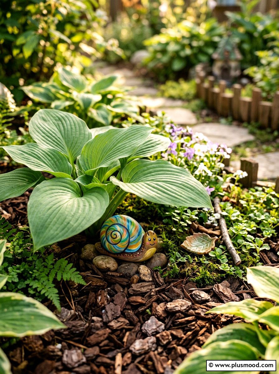 Snail - 25 painted rock ideas for koi pond decor