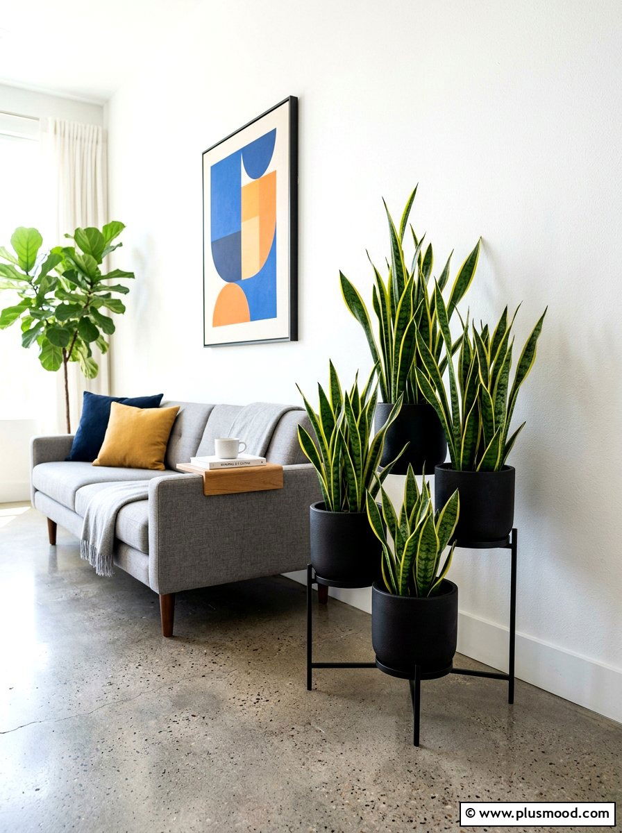 Snake plant arrangement - 25 summer greenery decor ideas for living room