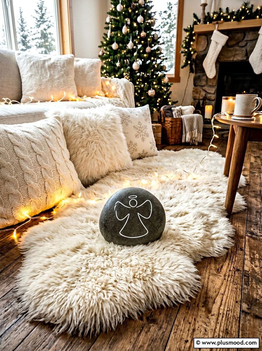 Snow Angel Rock Painting - 25 painted rock ideas for winter scene