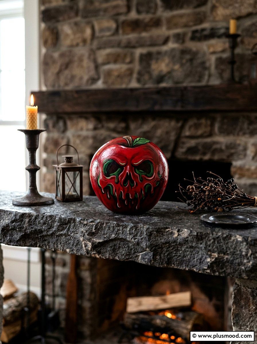 Snow White Poison Apple Rock - 25 painted rock ideas with Disney characters