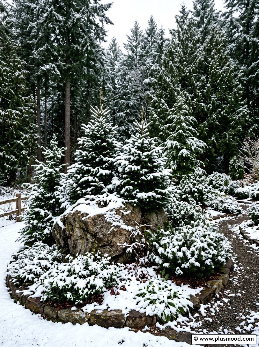 Snowy Pine Tree Rock - 25 painted rock ideas for winter scene