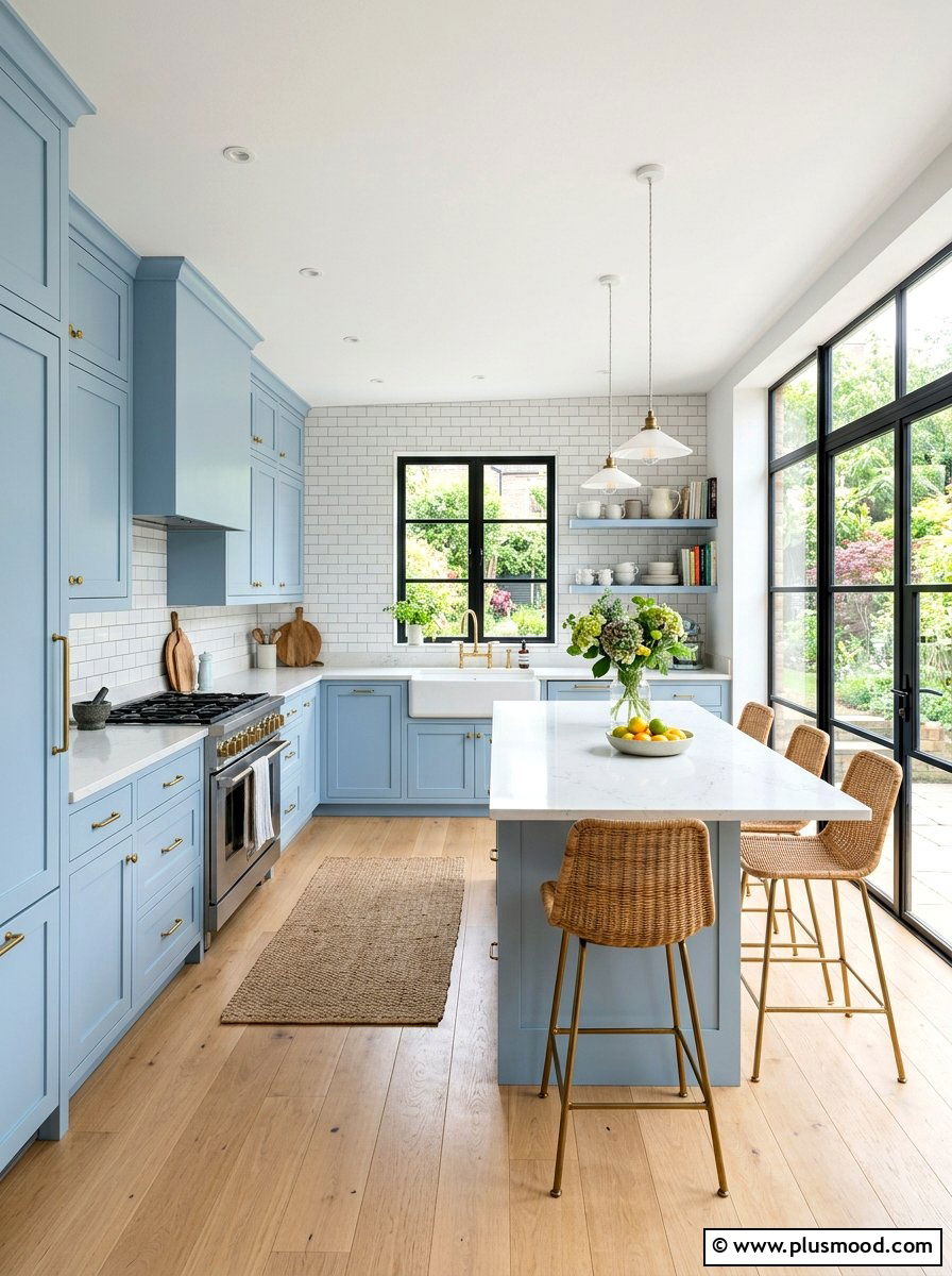 Soft Blue Kitchen Cabinets - 25 summer coastal kitchen ideas
