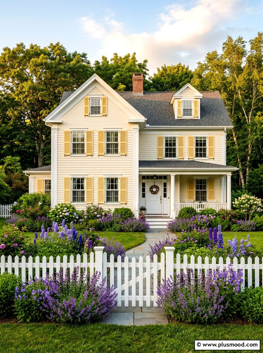 Soft Butter Yellow Shutters Traditional Home - 25 summer shutters color ideas