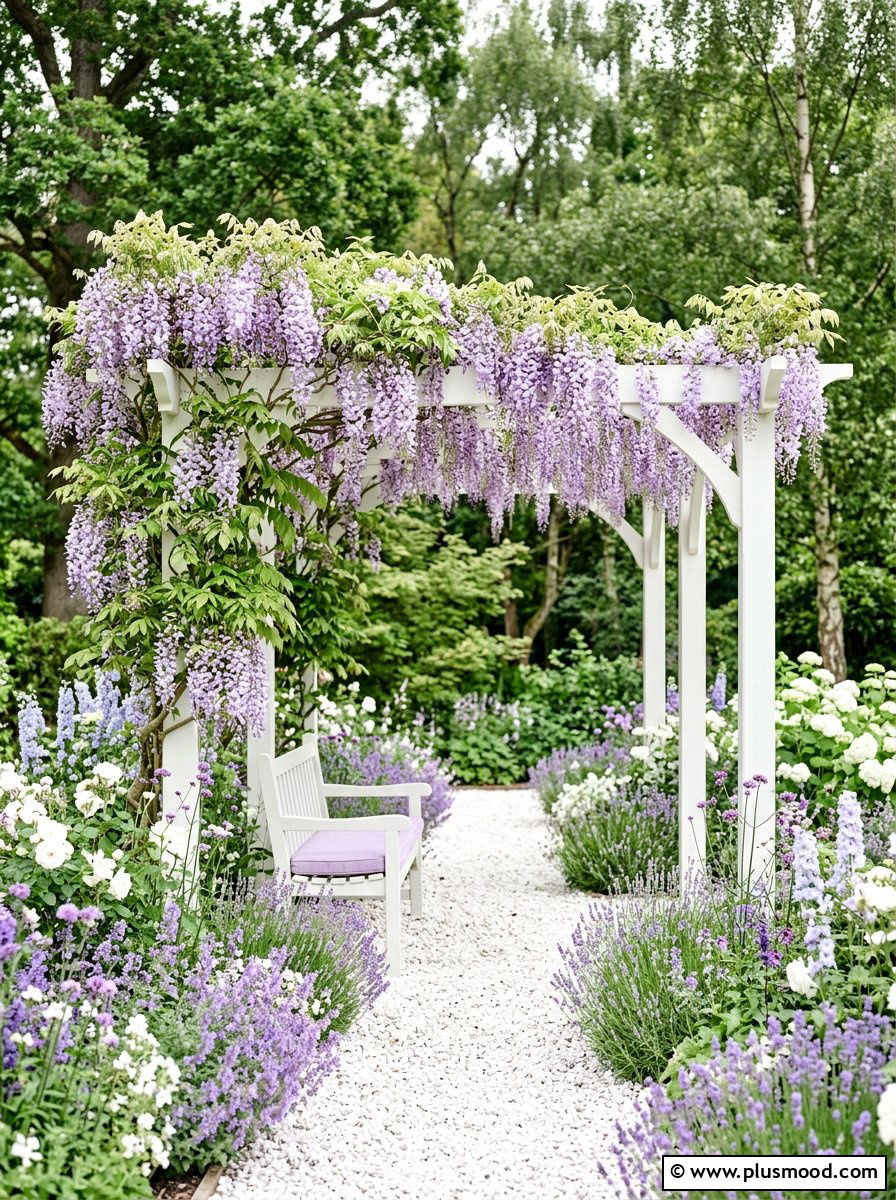 Soft Lilac And White Floral Space - 25 small backyard ideas with color scheme