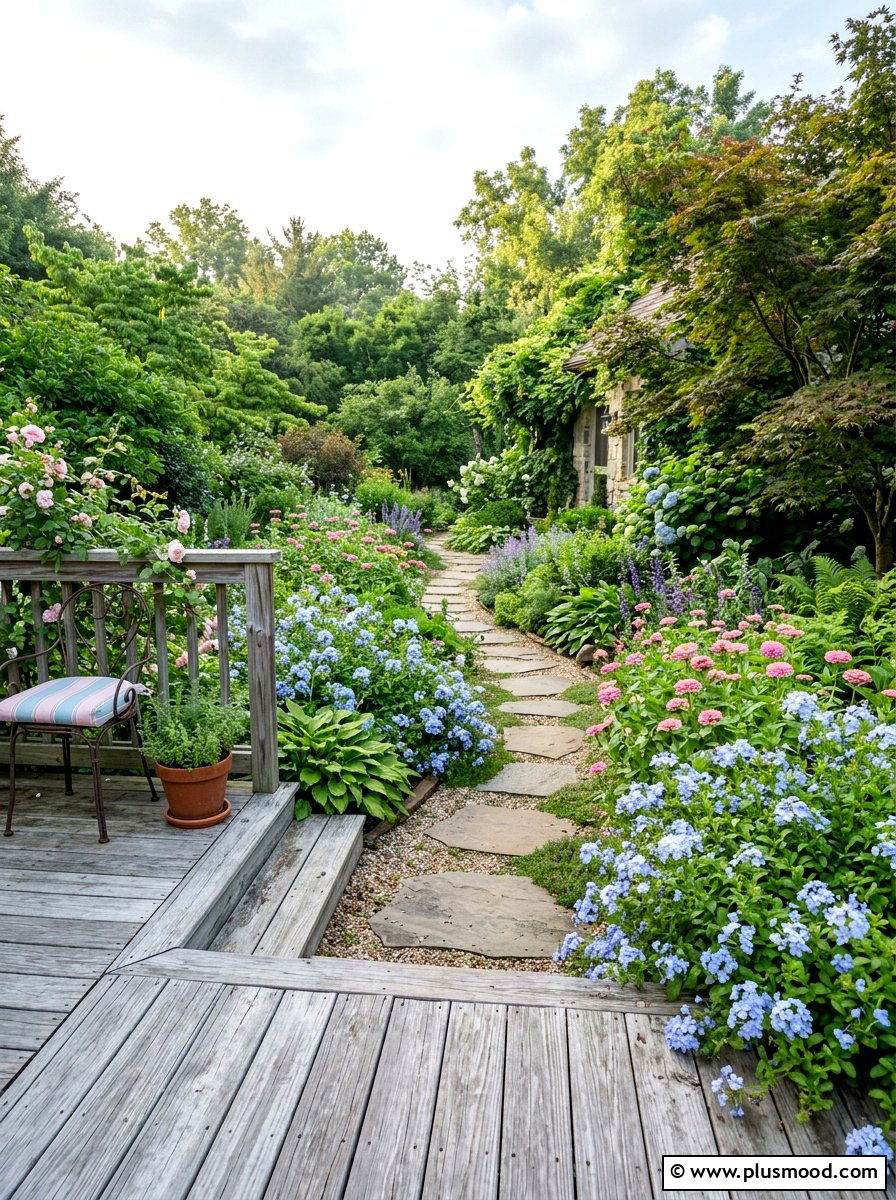 Soft blue and pink landscape - 25 summer color scheme landscaping ideas