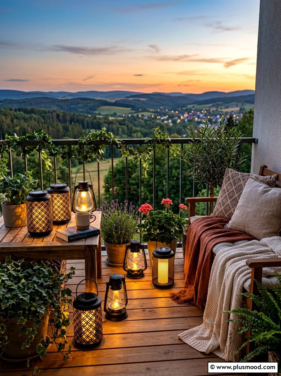 Solar Balcony Lanterns - 25 summer balcony entertaining ideas