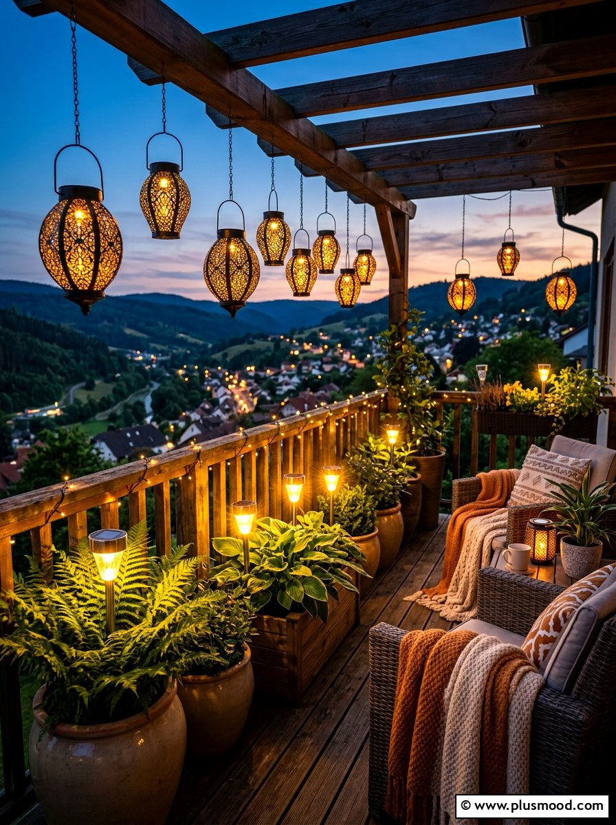 Solar Balcony Lights - 25 summer apartment balcony ideas
