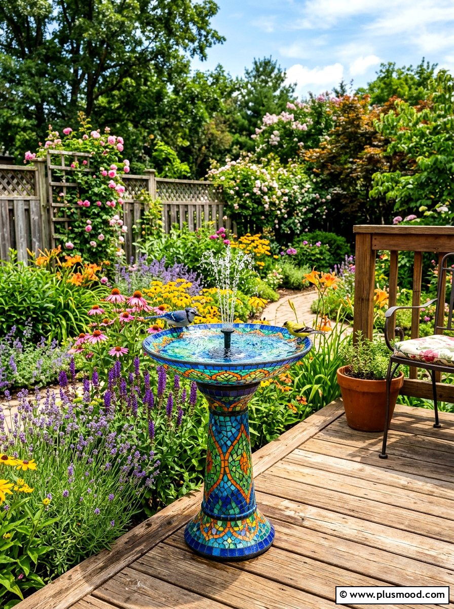 Solar Bird Bath - 25 summer patio ideas with water feature