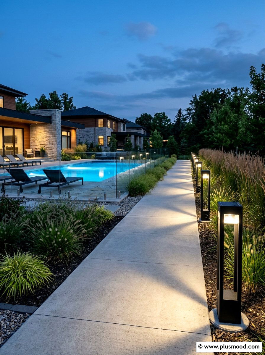 Solar Bollard Lights Pool Perimeter - 25 pool landscaping ideas with solar lights