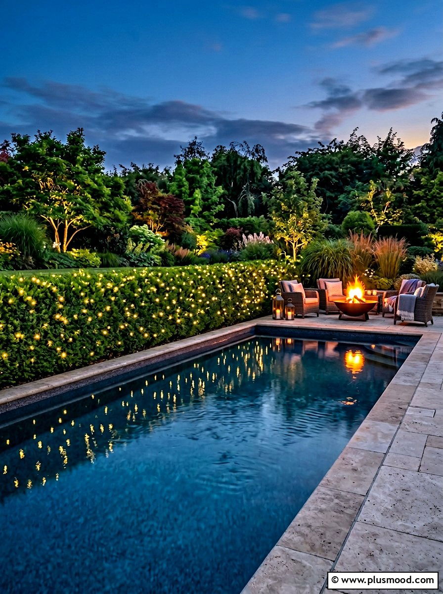 Solar Firefly Lights Pool Bushes - 25 pool landscaping ideas with solar lights