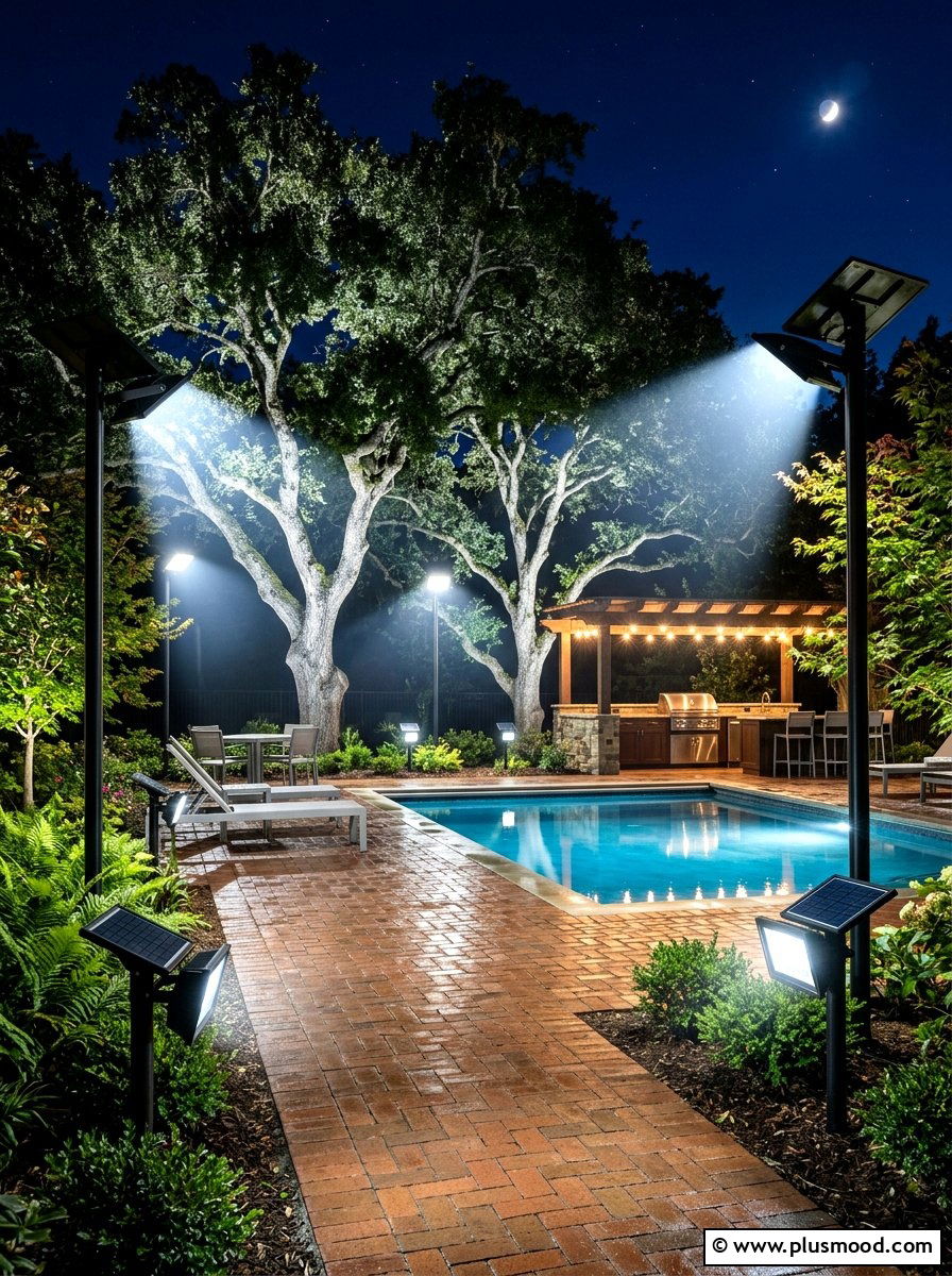 Solar Flood Lights Pool Trees - 25 pool landscaping ideas with solar lights