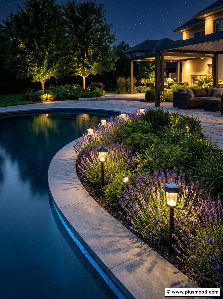 Solar Flower Bed Lights Pool Edge - 25 pool landscaping ideas with solar lights