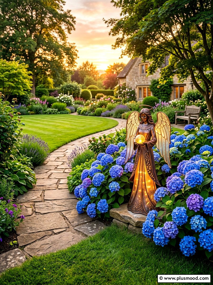 Solar Garden Angel - 25 summer garden statue ideas