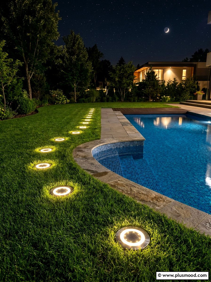 Solar Ground Lights Pool Grass - 25 pool landscaping ideas with solar lights