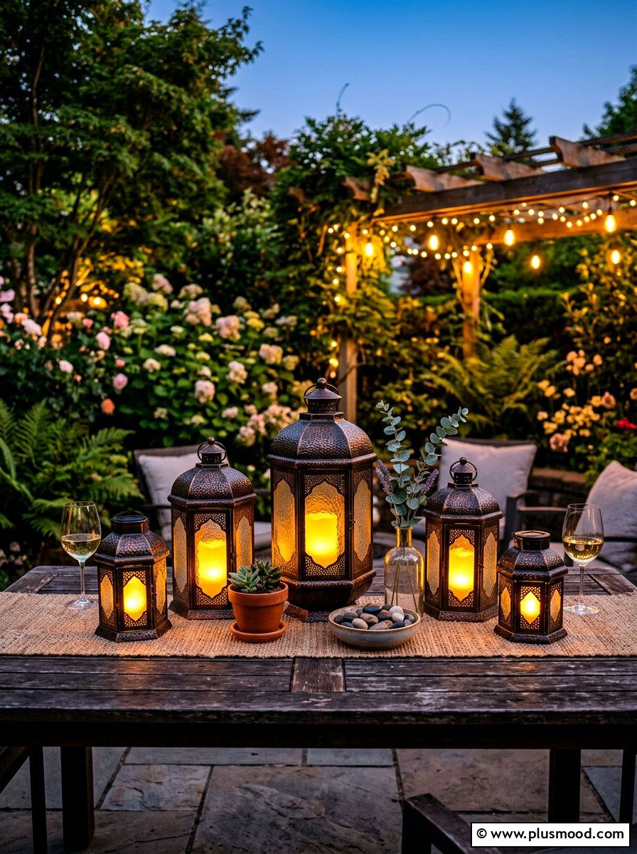Solar Lantern Centerpiece - 25 summer patio dining decor ideas