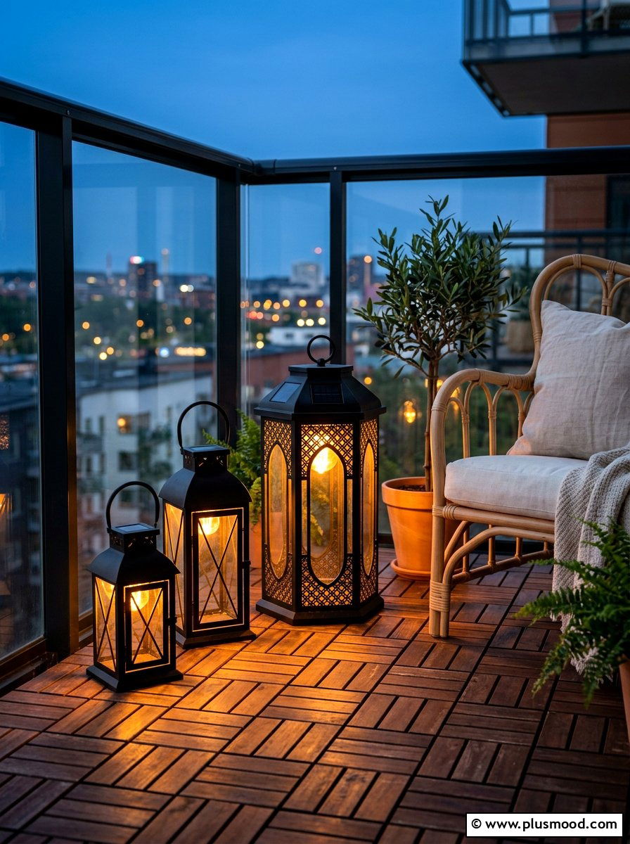 Solar Lantern Lighting - 25 summer city balcony summer decor ideas