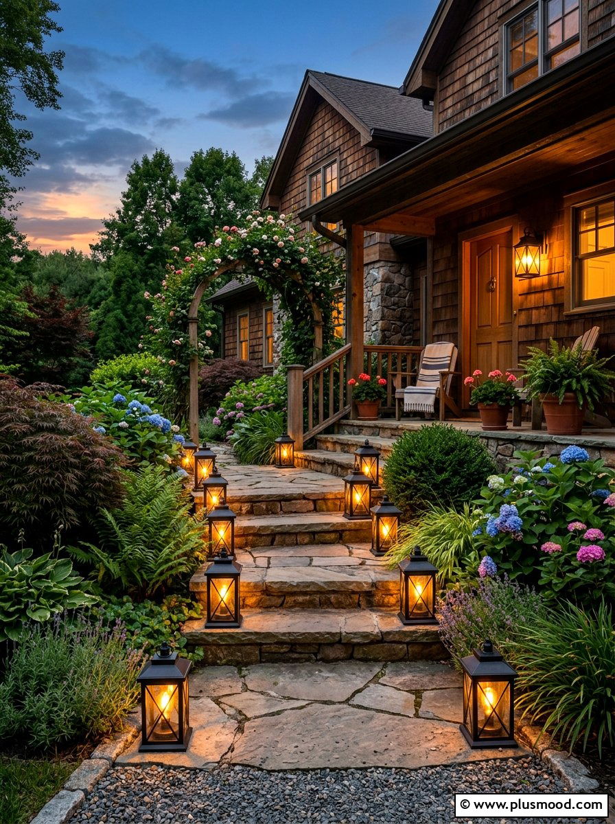 Solar Lantern Porch Lighting - 25 summer front steps decor ideas